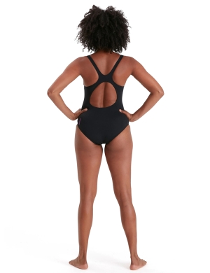 Speedo Placement Muscleback Swimsuit - Black/Pink